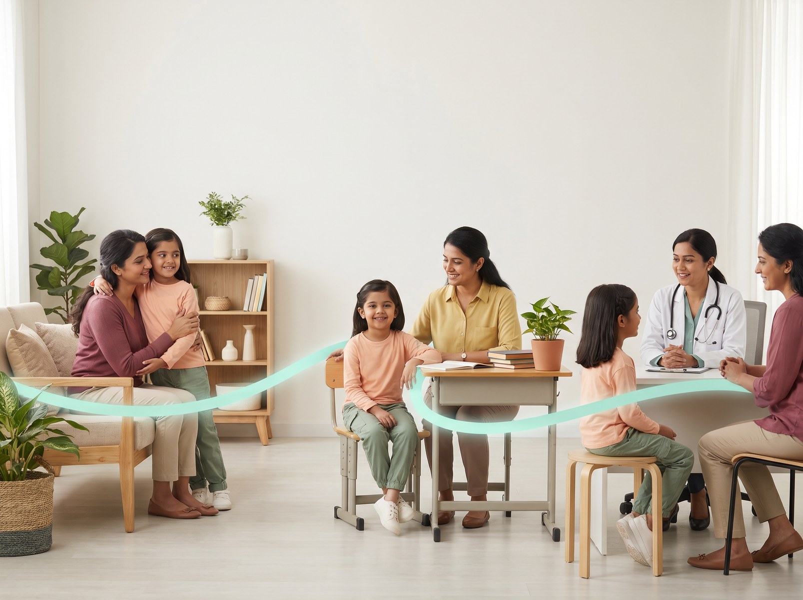 Parents, school, and pediatricians connected around a child's continuous care